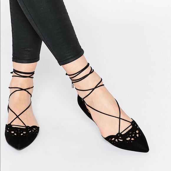 Aldo Shoes - Aldo Laser Cut Lace Up Flats Size 9